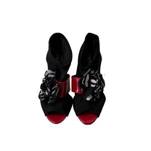 BP Bumper LEXUS58 High Heel Black/red ZEBRA lycra size 6 1/2 women's shoe flower